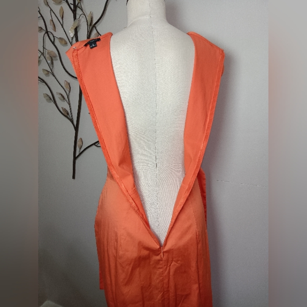 ✨ Lovely! ANN TAYLOR Orange Sleeveless Cotton Miracle Dress Wrap Waist Sz 6 - Picture 8 of 10